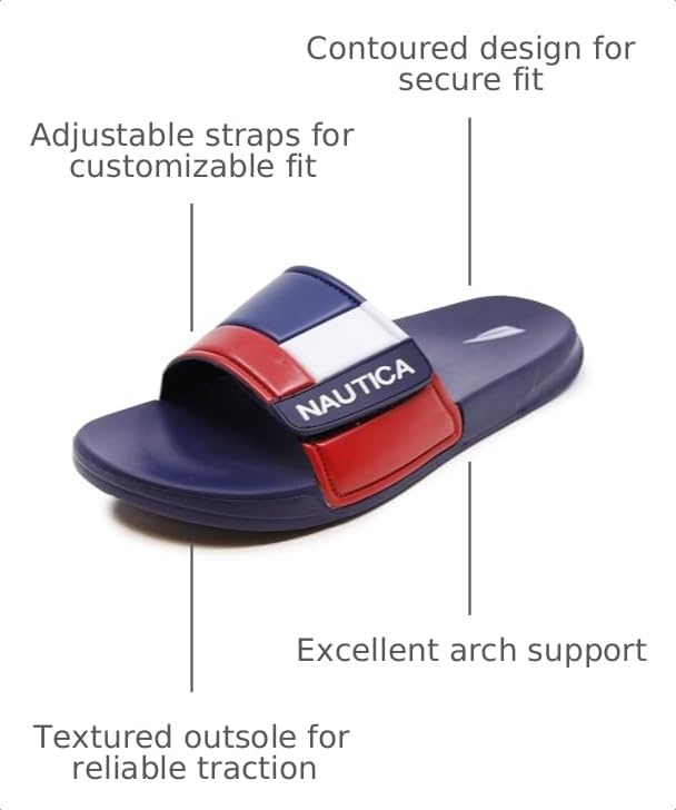 Image of Nautica Men's Athletic Slide Sandal, Adjustable Straps, Comfort Slip-On