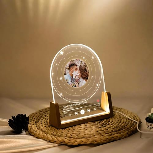 Image of Customized Photo Led Light With Adapter Frame for Couples | Personalized Picture Frame Wooden Stand | Custom Gift | Romantic Anniversary, Wedding, Birthday valentine's day for Gift Him or Her (Vinyl Record with Photo)