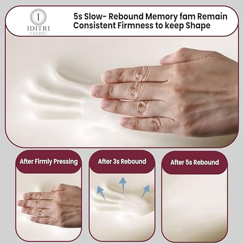 Image of Orthopedic Shredded Memory Foam Pillow Set of 2, 50x30x6 cm High Density Support for Neck Relief, White /Maroon Breathable Case, Aligned Spine Bedding for Side and Back Sleeper