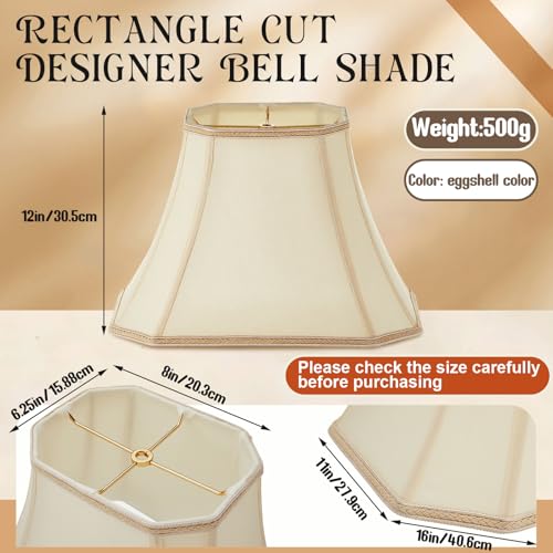 Image of Glooglitter Set of 2 Bell Lamp Shade 6.25 inch x 8 inch Top 11 inch x 16 inch Bottom 12 inch High (Spider) Rectangle Cut Square Replacement Vintage Silk Lampshade for Table Floor Living Room Bedroom (Beige)