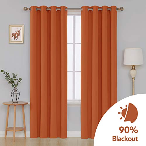 Image of Deconovo Blackout Curtain Room Darkening Panel for Bedroom or Living Room Grommet Thermal Insulated Lighting Reduce Drape 52 x 95 Inch Orange 1 Panel