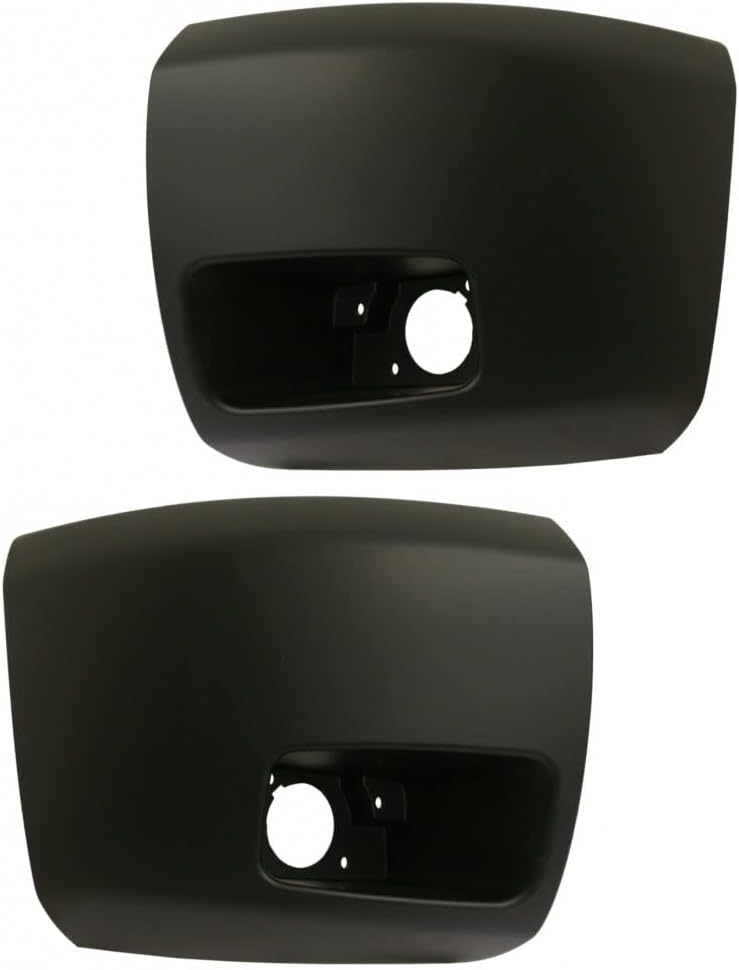 For Chevy Silverado 1500 2007-2013 Bumper End Driver and Passenger Side | Pair | Front | Plastic | Hybrid | w/Fog | Raw/Paint to Match | Replacement For GM1004147, GM1005147 | 15891681, 615343335995
