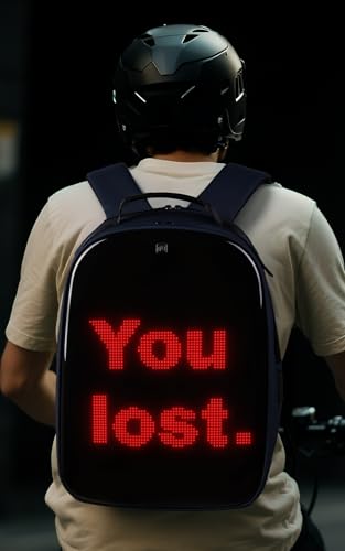 Image of Gelrova LuminaPack X1 LED Backpack with Customizable Display, Expandable 20L to 25L, 15.6 Inch Laptop Compartment, Anti-Theft Design, Lightweight Hard Shell for Travel