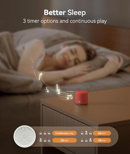Image of Dreamegg Travel White Noise Machine - Portable for Baby Adults, 16 Nature Sounds, Timer, Sleeping Gift, Red