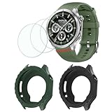 GKFJBD Compatible for OnePlus Watch 3 46mm Obsidian / Emerald Titantium Screen Protector & Case ，HD Tempered Glass Protective Film and Silicone Soft Cases (Pack of 3+2 )