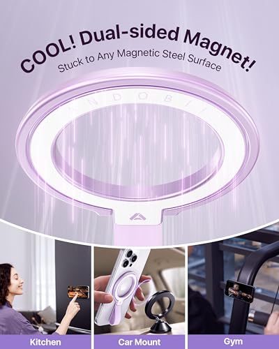 Image of andobil [2026 Unrivaled Stability] Magnetic Phone Grip Holder for MagSafe Ring Stand Holder Kickstand Compatible with MagSafe Accessories for iPhone 17 Air 16 Pro Max Plus 15 14 13 12&Android, Purple