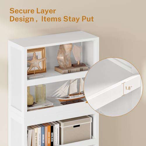 Image of TEENFON 64.2 inch Bookcase, 5-Tier Open Bookshelves and Bookshelf, Freestanding Display Storage Shelves with Storage Cabinet for Bedroom, Living Room and Office