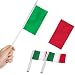 Anley Italy Stick Flag, Italian 5x8 inch Handheld Mini Flag with 12" White Solid Pole - Vivid Color and Fade Resistant - 5 x 8 inch Hand Held Stick Flags with Spear Top (1 Dozen)
