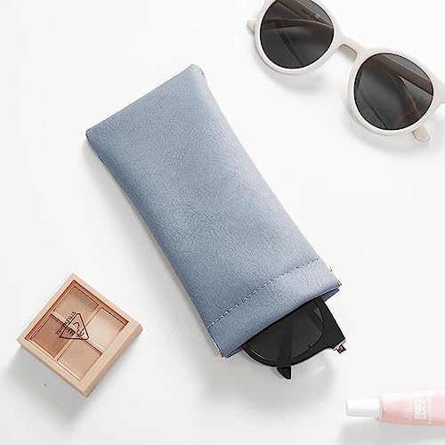 Image of 3 Pack Leather Eyeglasses Cases PU Soft Sunglasses Pouch Squeeze Top Portable Glasses Cases for Men Women