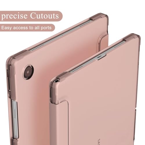 Image of ProElite Cover for Samsung Galaxy Tab A9 Plus 11 inch Case Cover, Smart Flip Case Cover for Samsung Galaxy Tab A9+ 11 inch Translucent Back with Stylus Pen, Rose Gold