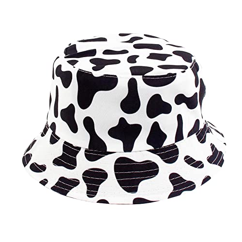 Umeepar Unisex Reversible Packable Cow Print Bucket Hat Sun Hat For Men Women (Black &White) #TOP1