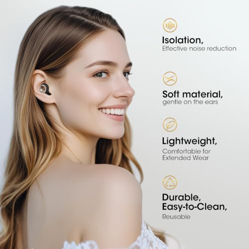 Image of Ear Plugs for Sleeping Noise Cancelling, Reusable Silicone Ear Plugs with 8 Ear Tips, Soft Hearing Protection for Sleep, Snoring, Concerts, Travel, Work, Study & Shooting(Dark Phantom)