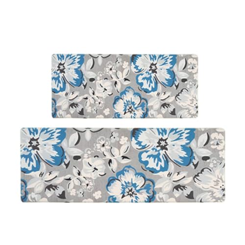 Alfombra de cocina impermeable 40x60 cm azul negro contra manchas de aceite y fatiga al cocinar 2
