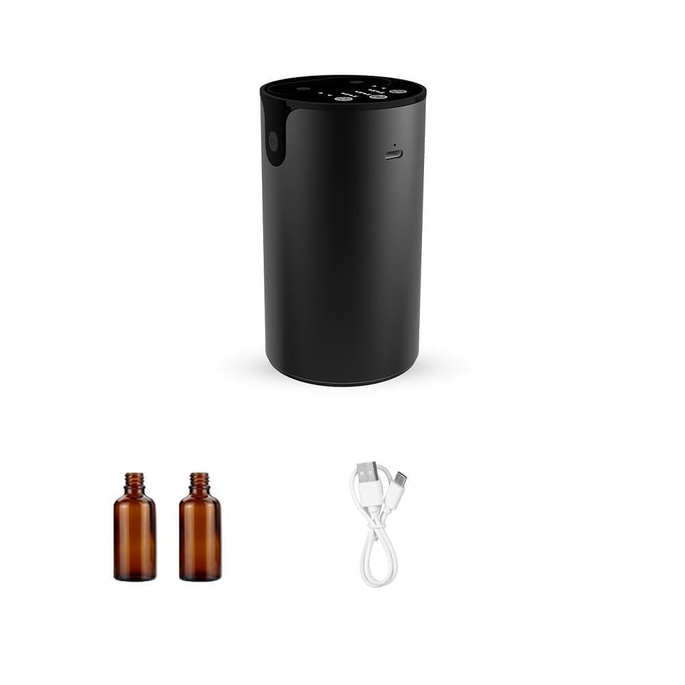Kavolet Difusor de de Doble Boquilla Inteligente, Difusor Aceites Esenciales Portátil Antifugas, Máquina Aromaterapia Recargable para Vehículos Hotel (Negro)