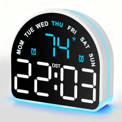 KLYRND Heavy Sleeper Alarm Clock: Super Loud Alarm & Gentle Wake-Up Light for Adults, Kids, Teens | Digital Display with Time & Temperature | Adjustable Brightness & USB Charger | Compact Clock