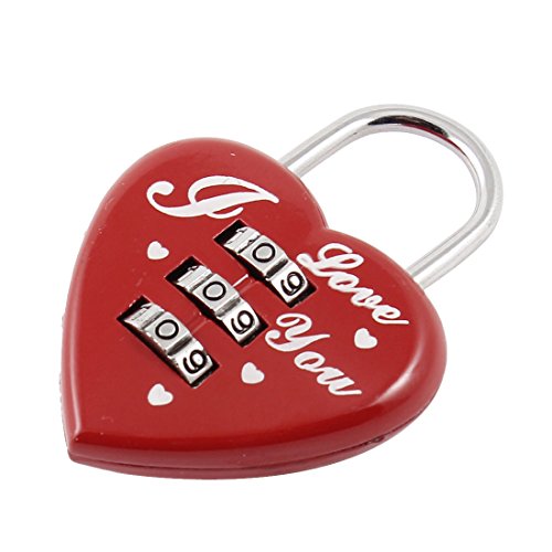 Image of Aexit Heart Shaped Padlocks & Hasps 3 Digits Jewelry Box Drawer Combination Password Combination Padlocks Padlock Red