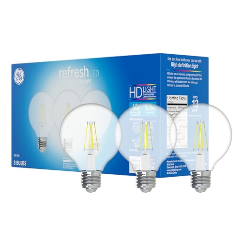 GE Lighting 43310 Ampoule LED G25 Blanc Naturel 500 Lumens (Remplacement 60W) - Paquet de 3