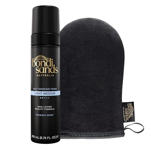 Bondi Sands Light/Medium Self Tanning Foam + Application Mitt | Includes Lightweight Sunless Foam +...