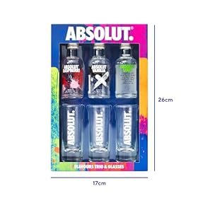 Absolut Vodka Gift Set - Flavoured Vodka, 3x 5cl Vanilla Vodka, Raspberry Vodka, Lime Vodka Alcohol Miniatures, x 3 Mini Vodka Shots Glass, Alcohol Gift Set - Birthday Vodka Gifts for Men and Women – BEAMS INTERNATIONAL