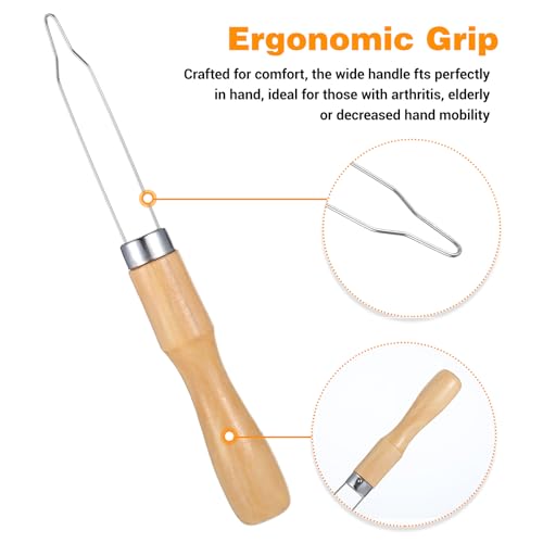 Lusofie 3 Stück Knöpfhilfe Senioren Mit Griffigem Holzgriff Knopfhake Reißverschluss Einhand-Knopfhilfe Anziehhilfen Werkzeug Hemd Hosen Knopf Einfädelhilfe Anziehhilfe Für Arthritis Parkinson