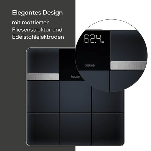Beurer BF 450 Personenwaage mit App-Anbindung via Bluetooth, Körperfettwaage digital mit 17 Messwerten inkl. Körperfett, Muskelmasse, BMI, 8 Benutzerspeicher, Datenübertragung zu Apple Health & co. 4