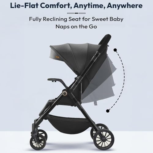 Image of StarAndDaisy Stroller for Baby Boy Girl 0 to 5 Years /Foldable Baby Stroller Light Weight with Multi-Level Seat Recline, 5 Point Safety Belt, & Canopy Pram for Kid (Black)