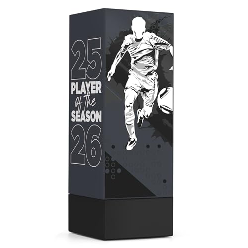 TROPHIESPLUSMEDALS Geo Vision Grey Football Award 17cm | Football Trophy Block with 15 Stickers | Ideal for School Sports Days Club Tournaments & Sports Events