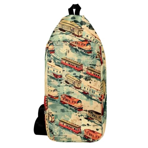 Sac à dos pour homme et femme à motif train, sac de randonnée compact
