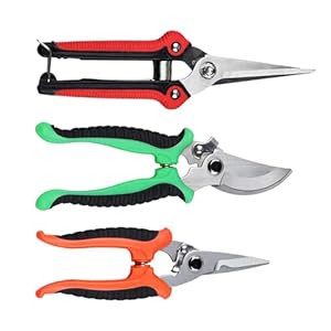 LxcshLjx 3Pcs Pruning Shear Set, Gardening Pruning Shears, Heavy Duty Garden Bypass Pruning Shears, Hand Shock-Absorbent Garden Scissors, Clippers for Flowers Branches Leaves and Potted