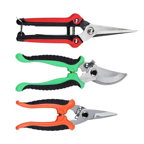 LxcshLjx 3Pcs Pruning Shear Set, Gardening Pruning Shears, Heavy Duty Garden Bypass Pruning Shears, Hand Shock-Absorbent Garden Scissors, Clippers for Flowers Branches Leaves and Potted