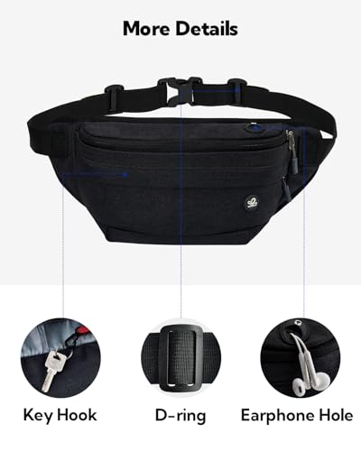 image for WATERFLY Fanny Pack Waist Bag: Large Crossbody Fannie Bum Belt Bag Hip