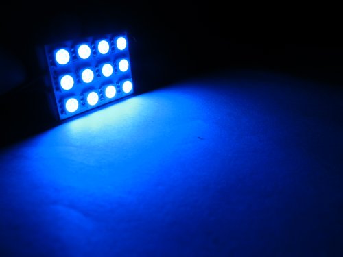 1 Pack SMD 5050 12 LED Car Interior Blue Light Bulb (Come with 3 Universal Adapters)