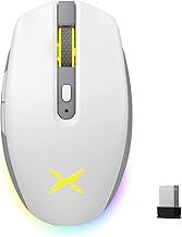DeLUX Wireless Gaming Mouse with 6 Programmable Buttons, RGB Backlit, Tri-Mode Connection, PAW3335 Optical Sensor, Up to 16000DPI, TTC Encoder Wheel, Interchangeable Cover (M820DC-White)