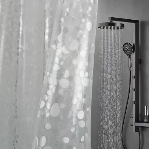 TRIMENGO Clear Plastic Shower Curtain Liner - PEVA Waterproof Lightweight Bathroom Shower Liner with 3D Pebble Design, Standard Size 70x72 Inches (Pack of 1)