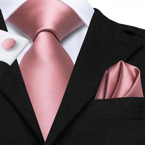 Image of Dubulle Silk Ties Set for Men Formal Paisley Striped Necktie Pocket Square Cufflinks 3PCS Sets Wedding Business Party