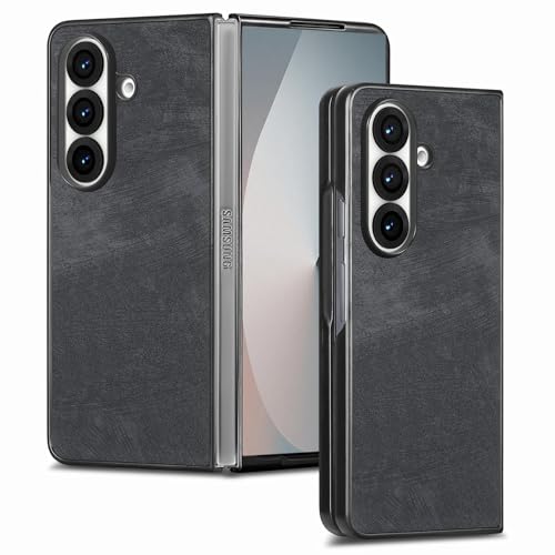 Coque Samsung Galaxy Z Fold 7 en cuir PU rétro noir premium et ultra fin LEMAXELERS