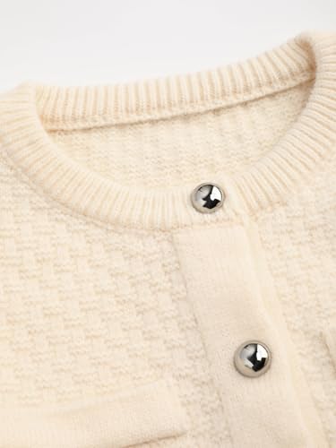 CIDER Knit Round Neckline Solid Button Oversized Cardigan2