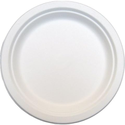 Thali Outlet - 125 x Round 6" Strong White Paper Plates Biodegradable Bagasse Disposable for Side Dessert Starter Snack - 15cm Diameter Cover
