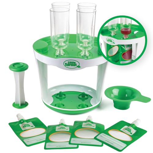 Image of Baby Food Maker for Infants & Toddlers (11 Piece Set)- 4 6oz Food Squeeze Purees at Once w/Fill Station, Pouches, Funnel, Tubes & Plunger- Dishwasher Safe & BPA Free for Semi-Solid Food, Gift