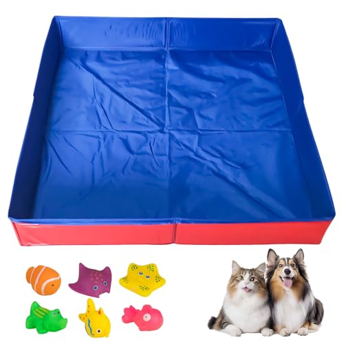 Hundepool Katzenpool Mit 6 Fischen Spielzeug, 50x50x10cm Hundebadewanne Faltbare Mini Hunde Pool Aus PVC, Planschbecken Hund, Schwimmbecken Für Kleine Hunde Katzen Haustiere (Rot) Hundepool Katzenpool Mit 6 Fischen Spielzeug, 50x50x10cm Hundebadewanne Faltbare Mini Hunde Pool Aus PVC, Planschbecken Hund, Schwimmbecken Für Kleine Hunde Katzen Haustiere (Rot)