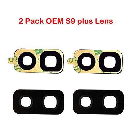 2 Pack OEM Samsung Back Rear Camera Glass Lens Replacement + Adhesive Preinstalled for Samsung Galaxy S9 Plus 965