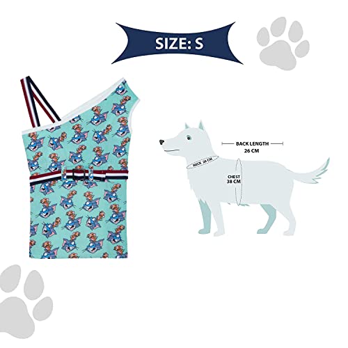 Image of Lulala Dog Dress - 100% Cotton Sleeveless Summer Dress for Dogs and Cats, Tom and Jerry Print Vest Outfit, Lightweight Pet Clothes for Puppies (Sea-Green, 12-Inch)