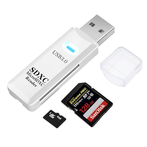 AIYEEN USB3.0 Lector de Tarjetas SD/TF, USB 3.0 5Gbps Adaptador de Tarjeta de Memoria OTG de Doble Ranura de Alta Velocidad para Tarjetas de Memoria TF/Micro SD/SD/SDXC/Micro SDXC/Micro SDHC (Blanco)