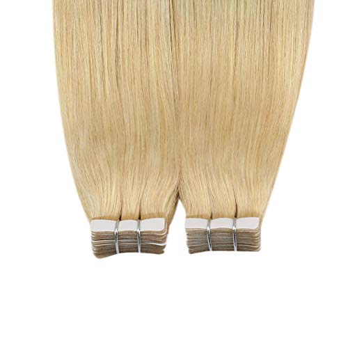 18 Inch Honey Blonde Tape in Extensions Color #24 Honey Blonde 20 Pieces 50 Grams Remy Seamless Tape Hair Extension Glam Seamless Tape in Hair Extensions Soft