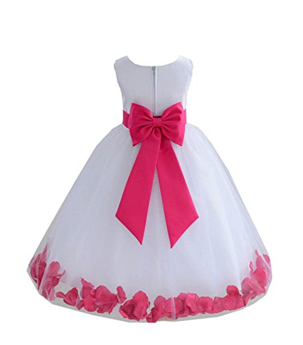 Wedding Rose Petals White Tulle Flower Petals Girl Toddler Gown Handmade 302T