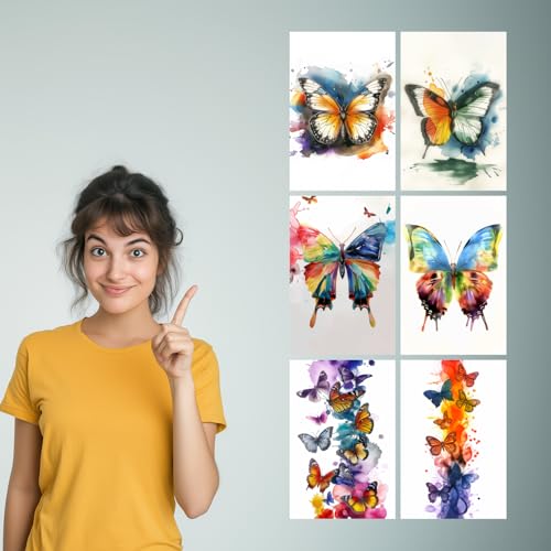 Image of SiddArtify Vibrant Watercolor Butterfly Art Print Set - 300GSM Board - 12x18 Inch - Pack of 6 Wall Room Decoration art Poster Prints