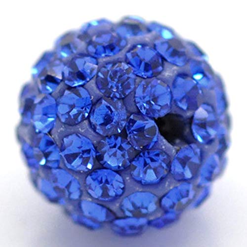 RUBYCA Pave Czech Crystal Disco Ball Clay Beads fit Shamballa Jewelry (50pcs, 12mm, Royal Blue)