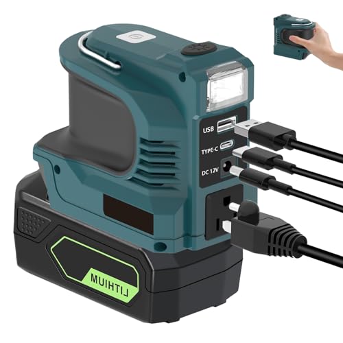 Image of for Greenworks 24V Battery 220W Power Inverter,DC 20V to AC 110-120V Battery Inverter,Power Station Generator,Charger Adapter with 1 USB Port & 1 Type-C & 1 AC Outlet &1 DC Output 12V/5A,LED Light