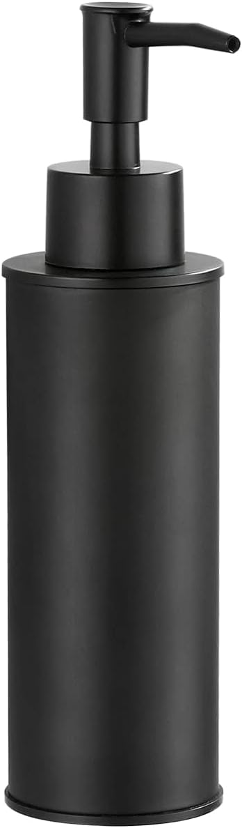 Round Black Standing Soap Dispenser, Shampoo Dispenser for Bathroom and Kitchen