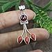 Natural Red Garnet & Coral 925 Sterling Silver Handmade Statment Pendant Necklace Jewelry Gift For Wife Mom
